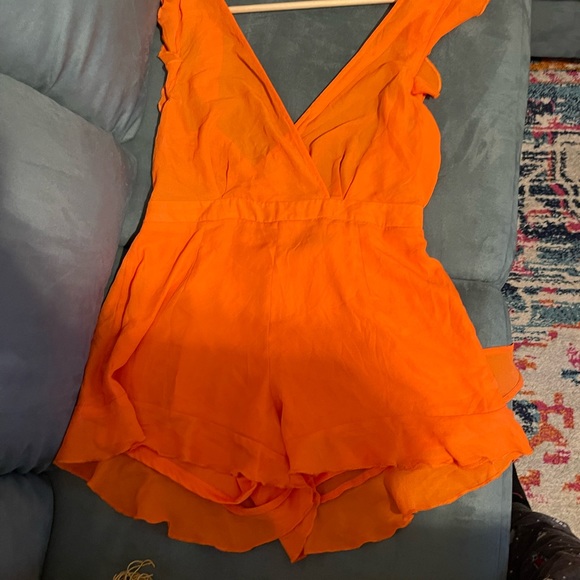 Bright Orange Tie Back Playsuit - Picture 6 of 7